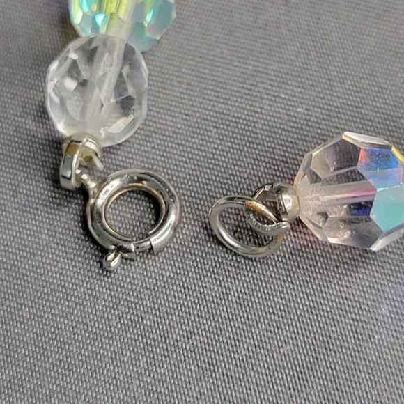 Womens Clear AB Aurora Borealis Beaded Bracelet Spring Ring Size 6 3/4 in - Picture 4 of 5